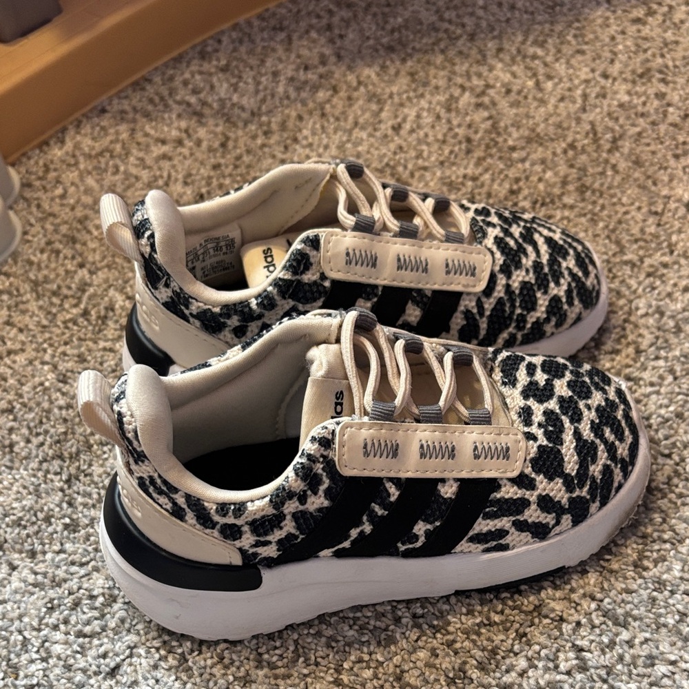 adidas Kids Leopard-Print Sneakers in Black and Cream